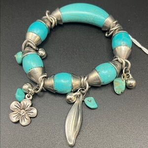 Turquoise and Silver Charm Bracelet